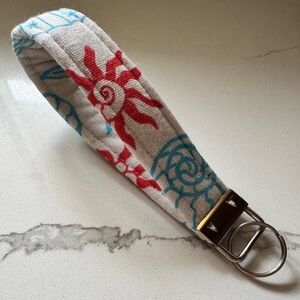 Handmade Upcycled Free People Keychain Wristlet Wave Sun Seashells